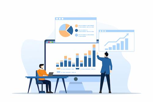 colleagues studying website analytics
