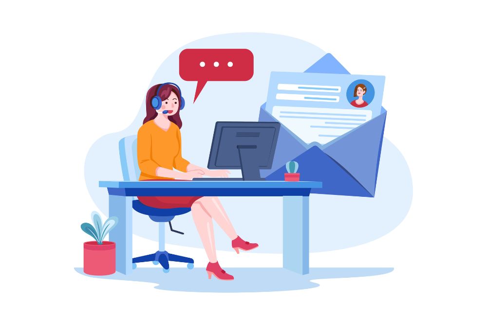 businesses can utilize email marketing in driving repeat business image shows woman communicating with email