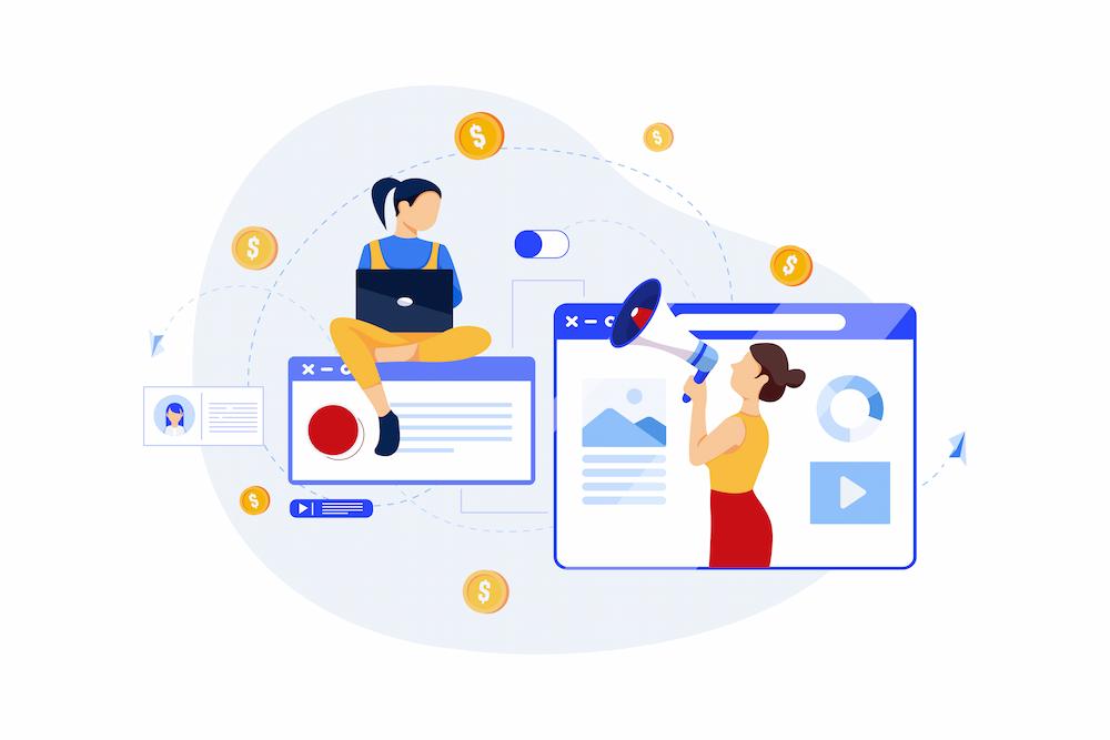 digital marketing analytics helps you make smarter decisions image shows two employees next to analytics data