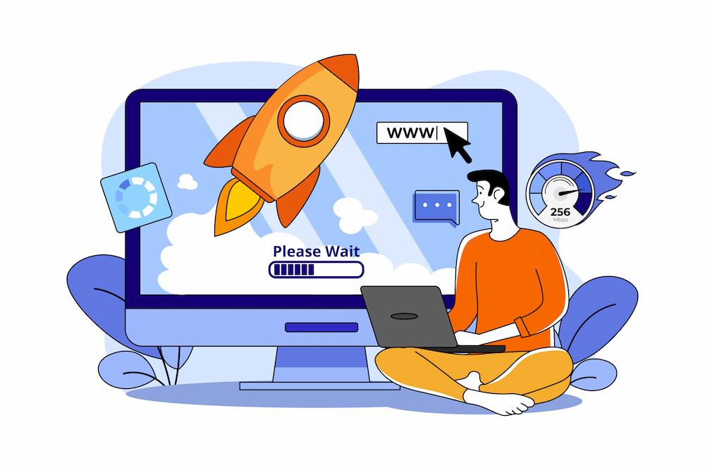 reduce redirects to improve website speed image shows person sitting while using laptop